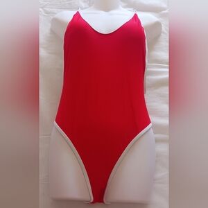 Red one piece swim suit